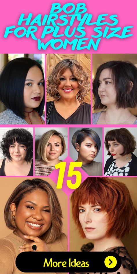 15 Flattering Hairstyle Ideas for Women Over 50 Double Chin Haircuts Plus Size Hairstyles, Heavy Women Hairstyles, Bob Haircuts For Round Face Plus Size, Bobs For Chubby Faces, Hair Styles Round Face Plus Size, Shoulder Length Hair For Square Face, Hair Styles For Full Face Women, Short Hair For Double Chin, Hairstyles For Square Faces Over 50