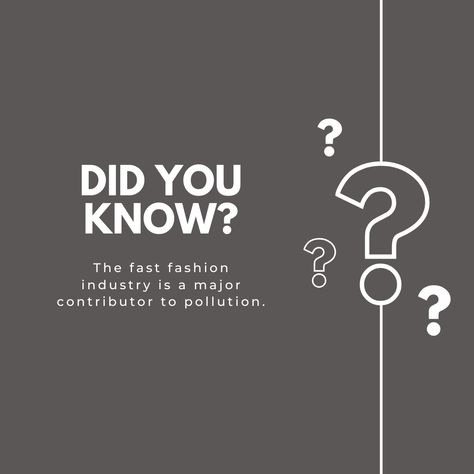 Fun fact: The fast fashion industry is a major contributor to pollution. By choosing sustainable fashion, you help reduce the environmental impact caused by excessive production and disposal of clothing. #FashionFacts #FunFacts #Didyouknowfashion #FashionIndustry #FastFashion Fast Fashion Environmental Impact, Fast Fashion Aesthetic, Fashion Facts, Fashion Industry, Environmental Impact, Fun Fact, Fast Fashion, Pollution, Industrial Style