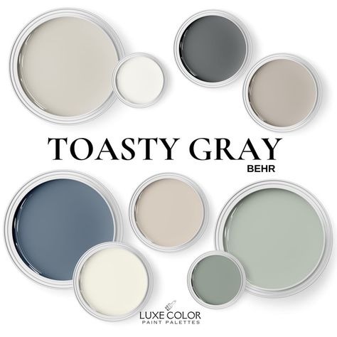 Behr Toasty Gray Color Palette Coordinating Colors for Living Room, Cabinets and Whole House. - Etsy Colours That Go With Grey, Behr Colors, Living Colors, Paint Color Inspiration, House Color Palettes, Paint Color Schemes, Favorite Paint Colors, Gray Paint, House Color Schemes