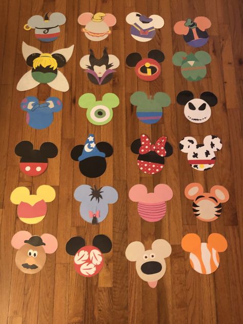 Disney door decs Disney Cubby Name Tags, Disney Themes Decorations, Fall Disney Door Decorations Classroom, Dcl Door Decorations, Disney Themed Door Decorations, Disney Hoco Decorations, Disney Classroom Birthday Board, Disney Homecoming Decorations, Disney Hotel Door Decorations