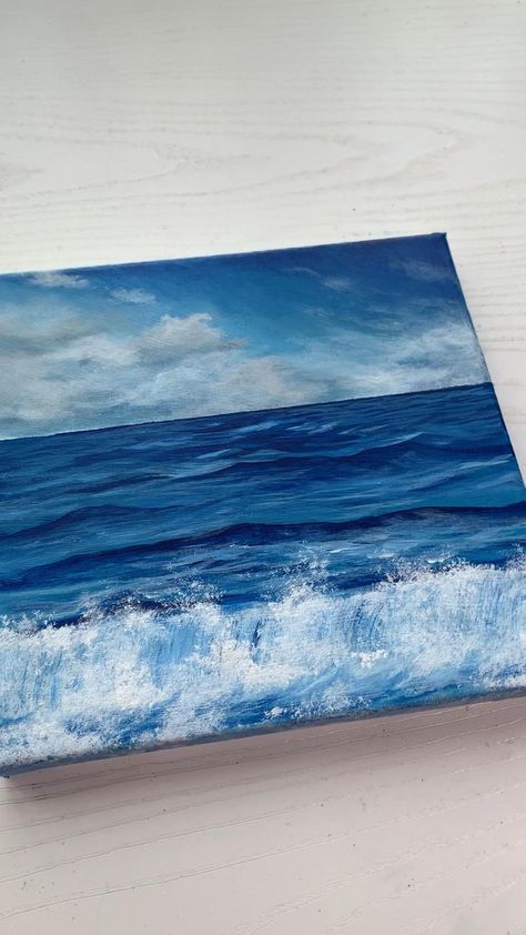 Interior Design For Beginners, Ocean Art Painting, Vinyl Art Paint, Amazing Interior Design, Waves Painting, Painting On Canvas For Beginners, Beach Art Painting, Design For Beginners, Easy Painting Ideas