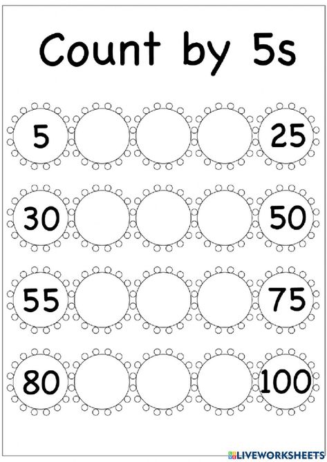 Teaching Counting By Fives, Skip Count By 3 Worksheets, Counting By 10s First Grade, Counting By Fives Worksheet, Count By 5s Worksheet, Counting By 5 Activities Free Printable, Counting By 5s Activities, Count By 5's Worksheet Free Printable, Counting By 5s Worksheet