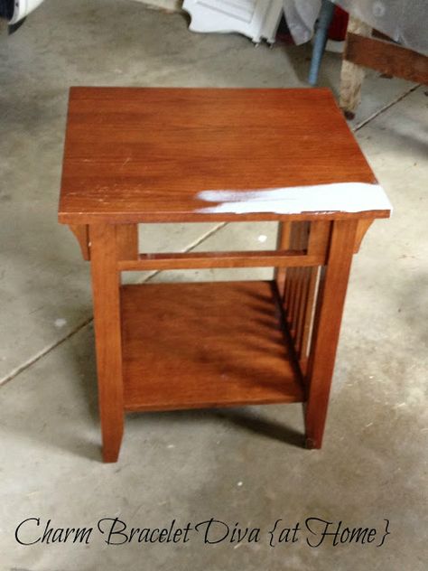 Transform a Traditional Mission-style End Table Easily & Inexpensively Mission Style End Tables, Mission Table, Style End Table, Vintage Style Furniture, End Table Makeover, Side Table Makeover, Homemade Chalk Paint, Old Cabinet Doors, Mission Style Furniture