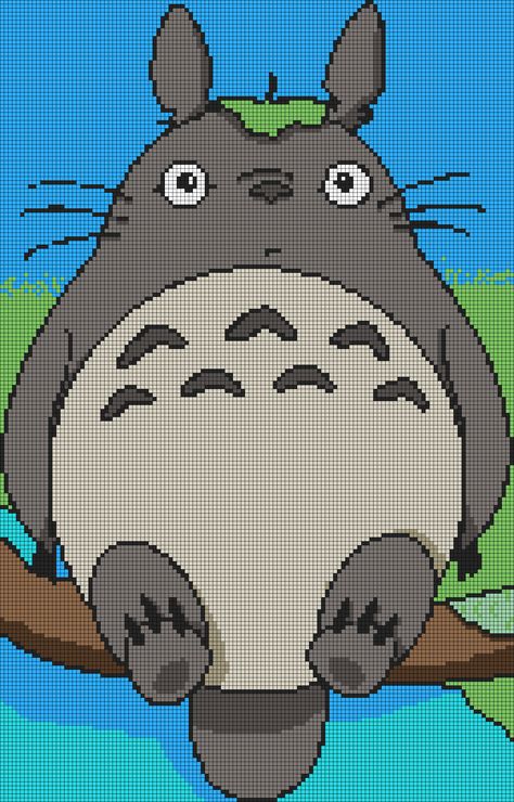 Alpha pattern #164928 | BraceletBook Crochet Tapestry Pattern Studio Ghibli, Totoro Alpha Pattern, Anime Tapestry Crochet Patterns, Studio Ghibli Alpha Pattern, Ghibli Cross Stitch Pattern, Anime Alpha Pattern, C2c Projects, Crochet Tapestries, Graphghan Patterns