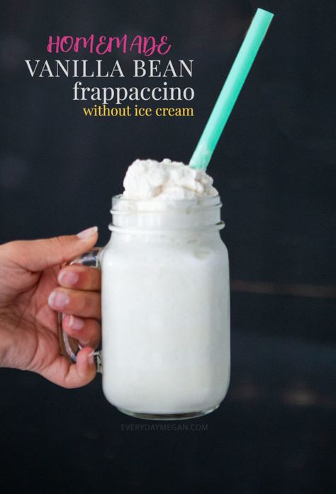 Frappichinos Recipes, Cream Frappuccino Recipe, Vanilla Bean Frappachino Recipe Starbucks, Frappuccino Recipe No Ice Cream, How To Make A Frappuccino, Vanilla Bean Frappachino Recipe No Ice Cream, What To Make With Vanilla Ice Cream, Vanilla Bean Frap, How To Make Vanilla Bean Frappachino