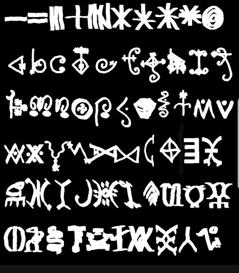 Created by Aaron M. McLaughlin from Veve and Nsibiri symbols.  #vodun #voodoo #vodou #nsibiri #nsibidi #africanamericanart #customfont #font #sacredlanguage #divinelanguage #dnd #africanfantasy #afrofantasy #blackfantasy #fantasy #lore #alienlanguage #tattoos #elvish #elven #aasimar #tiefling #aziza #emere #spirits #alphabet #englishwithcustomscript Voodoo Symbols, Louisiana Voodoo, African Traditional Religions, African American Art, Custom Fonts, Creative Writing, Louisiana, Alphabet, Writing