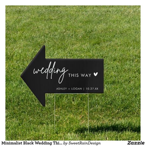 Minimalist Black Wedding This Way Arrow Sign Wedding Parking Sign, Farm Signage, Wedding Parking, Minimalist Black Wedding, Wedding Chalkboards, Wedding Restroom, Wedding Direction Signs, Direction Sign, Wedding Directions