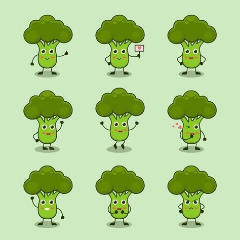 Broccoli vegetable cartoon character cut... | Premium Vector #Freepik #vector #background Broccoli Character Design, Cute Broccoli, Broccoli Vegetable, Vegetable Cartoon, Abstract Art Painting Diy, Character Designs, Playing Guitar, Stop Motion, Vector Background