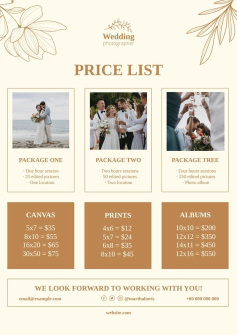 Photo Packages Pricing, Wedding Price List Template, Photographer Price List Design, Wedding Photography Price List, Price List Design Templates Layout, Price List Design Ideas Layout, Price List Layout, Price List Design Templates, Photography Packages Pricing