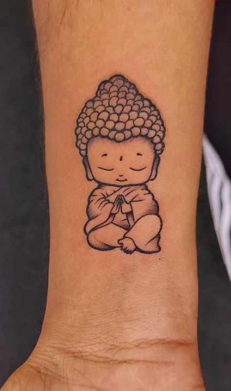 Buhda Art Tattoo, Tattoo Idea Hand, Happy Buddha Tattoo, Female Buddha Tattoo, Small Buddha Tattoo, Buddha Back Tattoo, Buddha Tattoo Design Ideas, Buddha Lotus Tattoo, Laughing Buddha Tattoo