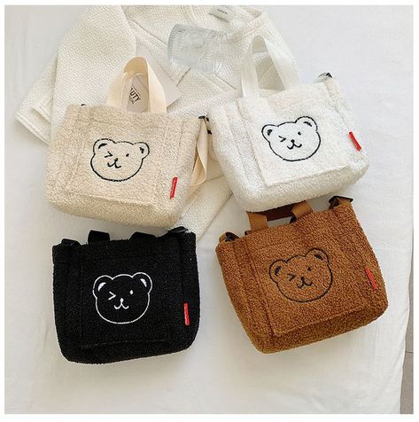 large capacity shoulder bag Ali Jee Pic, Foto Ootd, Teddy Bear Bag, Teddy Bear Face, Bear Bag, Kids Purse, Casual Tote Bag, Bear Face, Style Korea