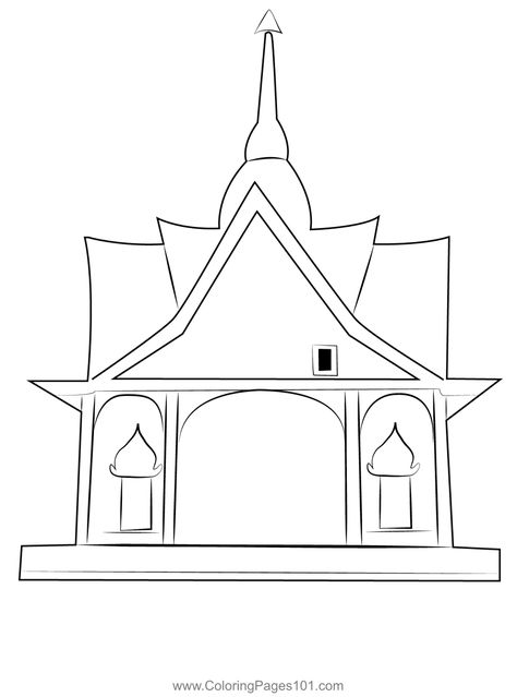 Thai Temple Coloring Page Temple Coloring Page, Thailand Temple, Temple Drawing, Thai Temple, Free Kids, Printable Coloring Pages, Printable Coloring, Coloring Pages For Kids, Coloring Page