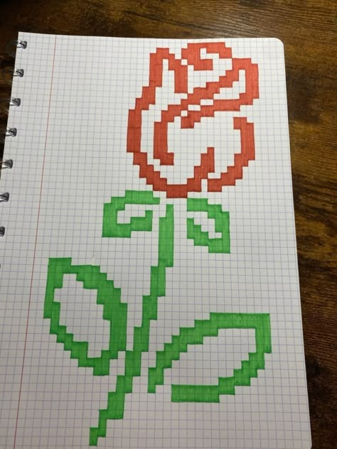 Pixel Art Animals, Spiderman Pixel Art, Eine Rose, Modele Pixel Art, Graph Paper Designs, Paper Flower Art, Graph Paper Drawings, Easy Pixel Art, Easy Love Drawings