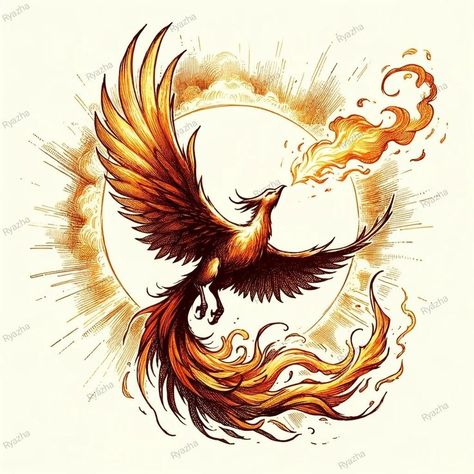 Flying Phoenix Drawing, Drawing Phoenix Bird, Phoenix Drawing Tattoo, Firebird Drawing, Phenix Birds Tattoo, Phoenix Drawings, Phoenix Bird Drawing, Phoenix Sketch, Phoenix Illustration