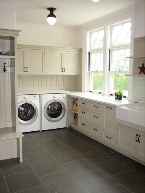 Love the drawers and pulls. Also like the open cabinet for laundry baskets. Contemporary Laundry Room, Friday Food, Laundry Room/mudroom, Closet Studio, Laundry Room/mud Room, Beige Cabinets, Huge Closet, Dream Laundry Room, Mudroom Laundry Room