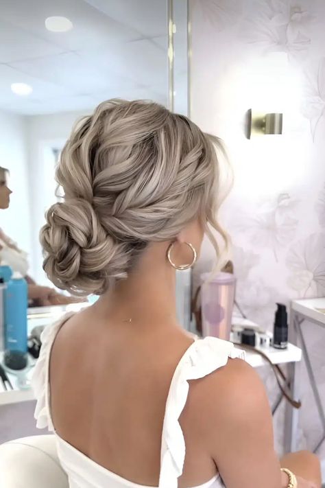 30 Stunning Valentine’s Day Hairstyles Perfect For Your Romantic Date Braid Prom Hairstyles, Updos With Braids, Braid Prom, Down Hairstyles For Prom, Blonde Wedding Hair, Day Hairstyles, Wedding Hair Up, Wedding Updos, Romantic Updo