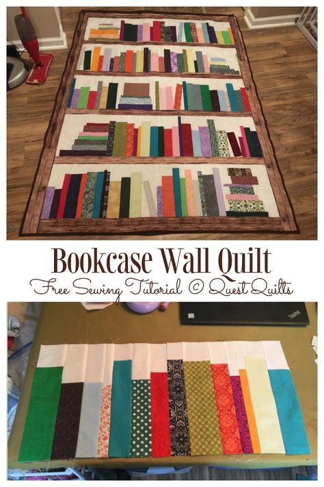 Bookcase Diy, Quilting Designs Patterns, Sewing Machine Projects, Quilt Sewing Patterns, Fabric Sewing Patterns, Bookcase Wall, Sew Ins, Patchwork Quilt Patterns, Scrap Fabric