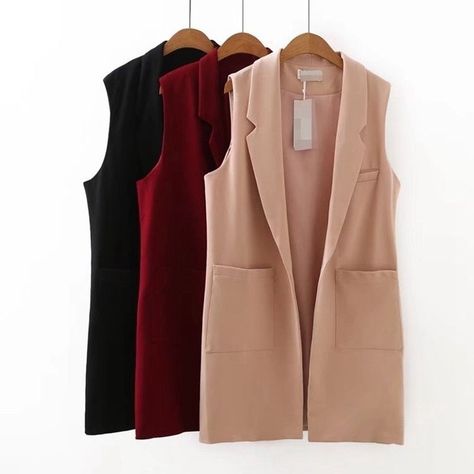 Welcome to our store , We have many kinds of products, and we have a fast shipping , if you have any question you can ask me Female Vest, Cardigan Vest Sleeveless, Vest Outfits For Women, Color Caqui, Fall Fashion Coats, Sleeveless Coat, Sleeveless Blazer, فستان سهرة, Long Vests