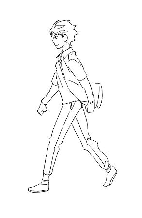 Anime Walking Drawing, Anime Stepping On Someone, Walk Reference Pose, Side Character Design, Body Walking Reference, Anime Walking Reference, Walking Side Profile Drawing, Manga Walking Pose, Walking Profile Reference