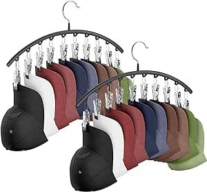 Cuipingoo Hat Hangers for Closet, Metal 2 Pack Hat Organizer Holder for Hanger & Room Closet Display, Hat Racks for Baseball Caps w/10 Clips, Hat Holder for Ball Caps & Accessories, for Men Women Gift Storing Hats Organizing Ideas, Closet Display, Hangers For Closet, Hat Hangers, Hat Shelf, Cap Rack, Hat Organizer, Hat Racks, Hat Organization