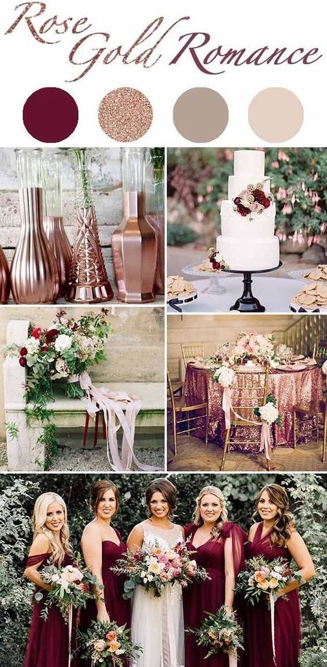 8 Amazing Wedding Color Combos to Steal in Spring 2019--champagne, burgundy, blush, wedding decorations Wedding Color Schemes Winter, Fall Wedding Color Schemes, Best Wedding Colors, Wedding Color Combos, Winter Wedding Colors, Wedding Themes Winter, Wedding Themes Fall, Wedding Theme Colors, Fall Wedding Colors