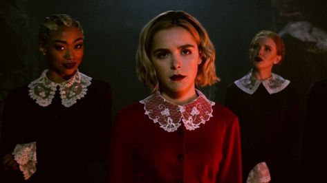 "Chilling Adventures of Sabrina" Lipsticks and Pencils - Allure Sabrina Spellman Outfit, Sabrina Spellman Style, Sabrina Cast, John Corbett, Sabrina Witch, Weird Sisters, Teen Witch, Chilling Adventures Of Sabrina, Melissa Joan Hart