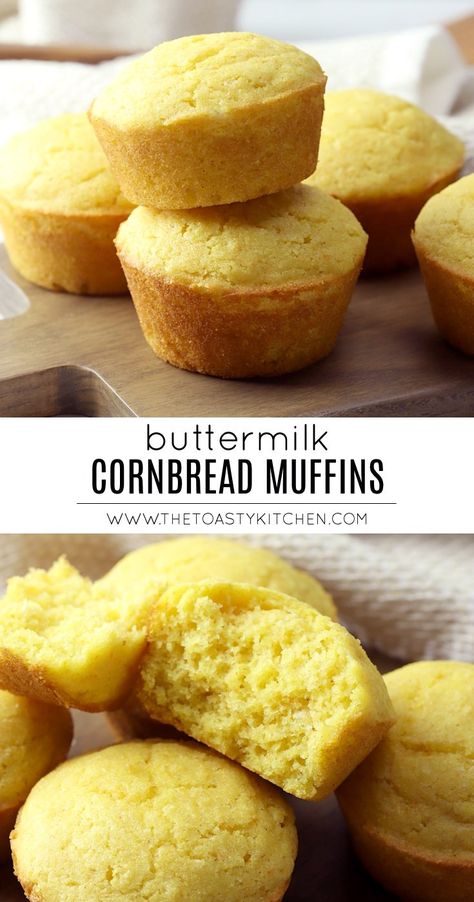 Muffins by The Toasty Kitchen #cornbread #muffins #buttermilk #homemade #fromscratch #recipe #bread #easy #cornmeal Buttermilk Corn Muffins, Moist Cornbread Muffins, Buttermilk Homemade, Buttermilk Cornbread Muffins, Easy Buttermilk Cornbread, Mini Cornbread Muffins, Cornmeal Cornbread, Cornmeal Bread, Southern Cornbread Recipe