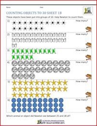 counting objects to 30 1b Counting To 120, Counting To 20, Counting Objects, Counting For Kids, Counting Worksheets, 1st Grade Math Worksheets, Numbers Kindergarten, Addition Worksheets, Counting Activities