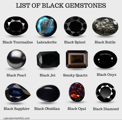 Black Gemstones, Gemstones Chart, Jewelry Knowledge, Black Gems, Pretty Rocks, Crystal Healing Stones, Minerals And Gemstones, Rocks And Gems, Black Diamonds