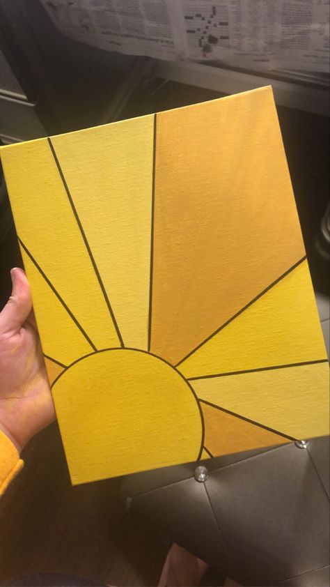 Yellow Aesthetic Painting, Sunshine Yellow Aesthetic, Yellow Sunshine, Sun Painting, Small Canvas Paintings, Simple Canvas Paintings, Easy Canvas Art, Cute Canvas Paintings, Seni Cat Air