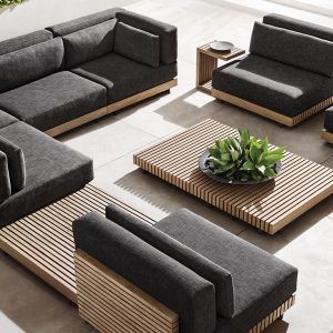 Sofa Area Externa, Terrace Furniture, Modern Outdoor Patio, Patio Sectional, Modern Outdoor Furniture, Outdoor Furniture Collections, Garden Sofa, Teak Outdoor, Coffee Table Square