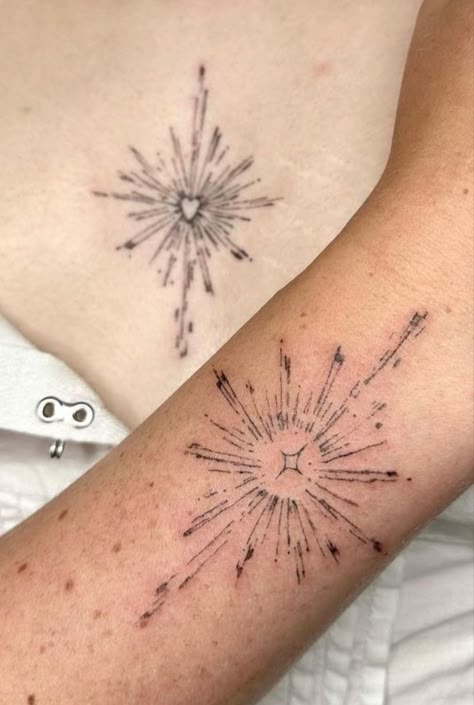 Heart And Star Tattoo, Maching Tattoos, Cherub Tattoo, Harry Styles Tattoos, Light Tattoo, Star Tattoo Designs, Star Tattoo, Greek Tattoos, Cute Small Tattoos