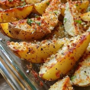 How to Make Garlic Parmesan Potato Wedges Garlic Parm Potato Wedges, Parmasean Potatoes, Wedge Potatoes, Baked Garlic Parmesan Potato Wedges, Garlic Parmesan Potato Wedges, Parmesan Baked Potatoes, Seasoned Potato Wedges, Parmesan Potato Wedges, Sour Cream Potatoes