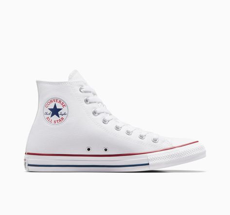 Converse Chucks 551613C All Star High Line Peached Canvas Blue Navy Egret, Navy Egret,0 Unisex white Red Chucks, Tenis Converse, White Chuck Taylors, White High Top Converse, White Chucks, Custom Chuck Taylors, Shoes For School, Back To School Shoes, White High Tops