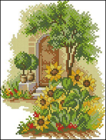 Large Cross Stitch Patterns, Cross Stitch Sunflower, Free Cross Stitch Designs, 123 Cross Stitch, Holiday Cross Stitch Patterns, Free Cross Stitch Charts, Cross Stitch Landscape, Cross Stitch Patterns Flowers, Cross Stitch Bird