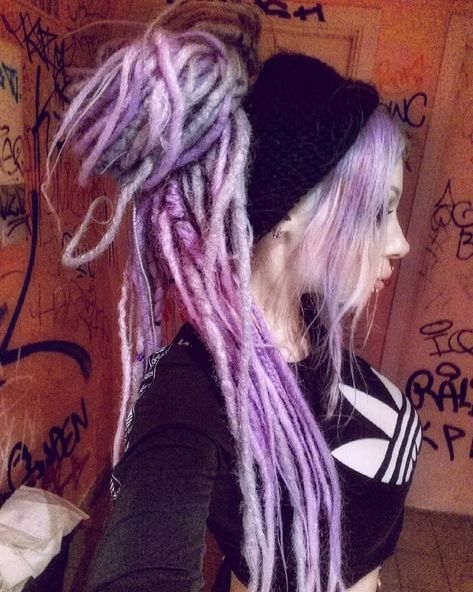 Set of gray and lavender purple long natural look synthetic | Etsy Lavender Dreads, Purple Twists, Gray Dreads, Synthetic Dreads Hairstyles, Purple Dreads, Dyed Dreads, Pink Dreads, Mens Dreads, Natural Dreadlocks