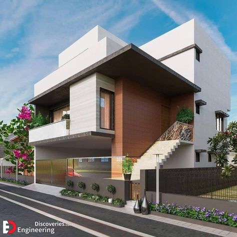 40 Top Beautiful Exterior House Designs ideas - Engineering Discoveries Small House Design Kerala, Clay Bricks, Apartments Exterior, Latest House Designs, House Design Pictures, Architectural Design House Plans, Modern Exterior House Designs, Modern Architects, Top Architects