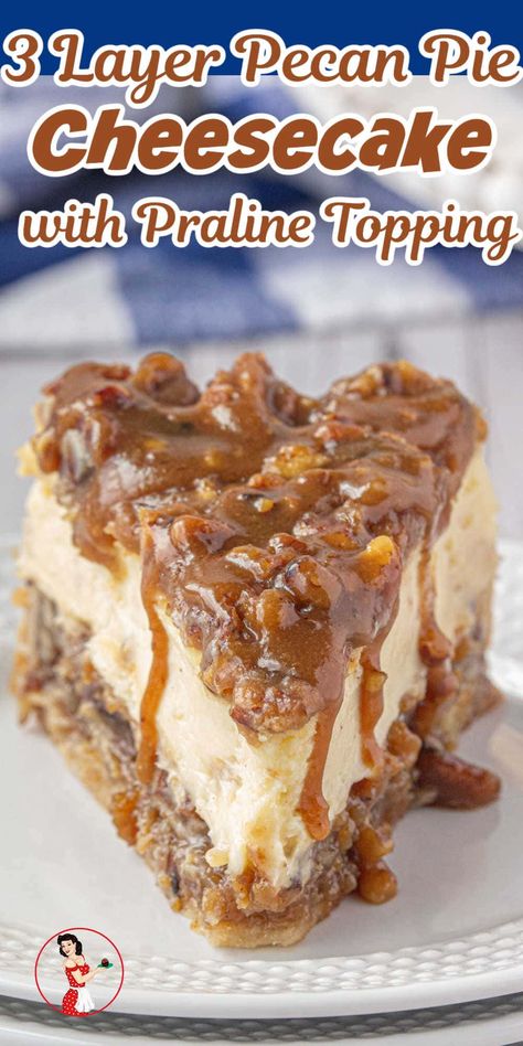 Pecan Cheesecake Pie Recipe, No Bake Pecan Pie Cheesecake, Cheesecakes Ideas, Creamy Pecan Pie, Flavored Cheesecake, Gooey Pecan Pie, Praline Cheesecake, Pecan Pie Cheesecake Recipe, Eggnog Pie