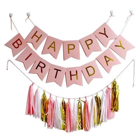 Happy birthday garland set backdrop party decoration – Fashion for Your Kids 17. Geburtstag, Pink Bunting, Diy Birthday Banner, Anniversaire Diy, Pink Happy Birthday, Happy Birthday Bunting, Simple Birthday Decorations, Birthday Garland, Birthday Bunting