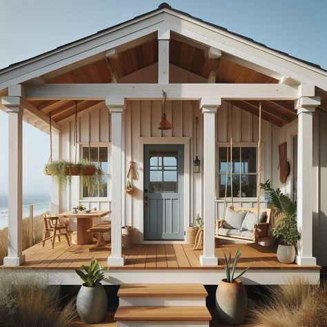 28 Coastal Cottage Exterior Designs to Inspire Your Dream Beachside Home - placeideal.com Beach House Colors Exterior, Beach Cottage Style Exterior, Coastal Exteriors, Coastal Cottage Exterior, Coastal Farmhouse Exterior, Lakehouse Exterior, Exterior Beach House, White Cottages, Unique Paint Colors