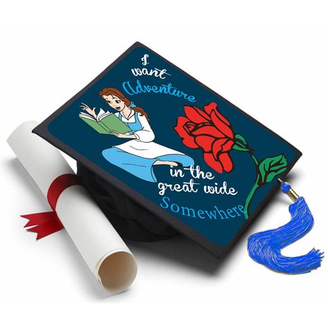 PRICES MAY VARY. Made in the USA, U.S. Patent #9,241,526 Made of durable plastic and easy to use Waterproof and lightweight and Won't damage grad cap Lasts forever and makes a great graduation keepsake Doesn't interfere with the turning of the tassel A Tassel Topper is the ultimate form of self expression and is the professional way to decorate your graduation cap. We print your design on a durable sheet of plastic that fits directly on top of your graduation cap with the help of our adhesives. Disney Grad Caps, Disney Graduation Cap, Grad Hats, Graduation Cap Tassel, Funny Graduation Caps, Grad Cap Topper, Disney Graduation, College Grad Cap Ideas, Grad Cap Decorated