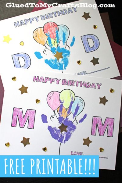 Kids Crafts Birthday Cards, Happy Birthday Mom Cards, Happy Birthday Crafts, Kids Birthday Crafts, Happy Birthday Mommy, Birthday Cards To Print, Dad Crafts, Happy Birthday Cards Handmade, Mommy Birthday