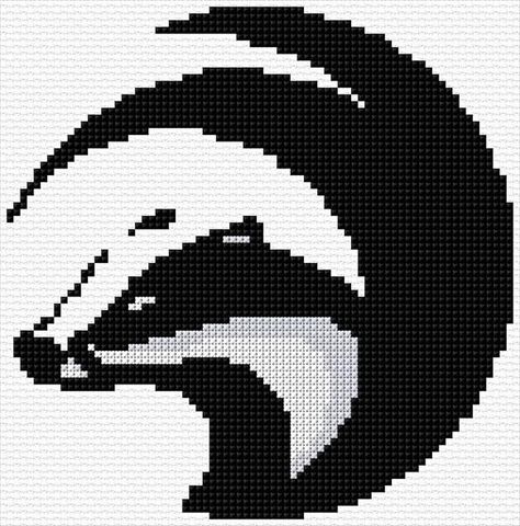 Hufflepuff Cross Stitch Pattern, Cross Stitch Calculator, Classe Harry Potter, Hama Beads Design, Animal Embroidery Designs, Gaming Stuff, Honey Badger, Animal Cross Stitch Patterns, Black Cat Art