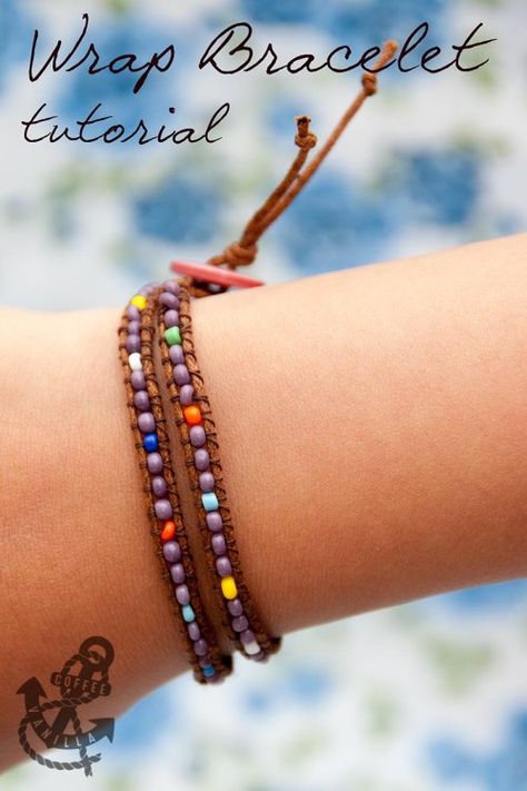 How To Make Bohemian Bracelets, Diy Wrap Bracelet Tutorial, Halloween Crochet Ideas, Boho Bracelets Tutorial, Woven Bracelet Diy, Bracelets With Beads, Leather Bracelet Tutorial, Wrap Bracelet Tutorial, Crafty Jewelry