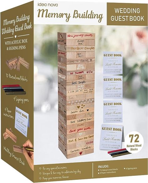 Wedding Guestbook Alternative: A unique and fun wedding guestbook that keeps your special day forever. A great addition to your sign-in table and lovely home decoration to relive your big day for years to come. Jenga Wedding Guest Book, Jenga Wedding, Guest Book For Wedding, Baby Shower Guestbook, Graduation Guest Book, Fall Barn Wedding, Acrylic Display Box, Wedding Guest Book Unique, Wedding Guest Book Alternative