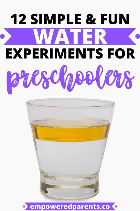 Get your child excited to learn about water with these fun science experiments! Try these fun water experiments for preschoolers to introduce them to the properties of water and how it changes, as well as some new vocabulary. Each of these is fun and easy enough to do at home or in a classroom | water experiments for preschoolers | water experiments for kids simple | Science Experiments With Water, Water Crafts Preschool, Water Activities Preschool, Experiments With Water, Oil And Water Experiment, Water Experiments For Kids, Experiments For Preschoolers, Science Experiments Kids Preschool, Water Science Experiments