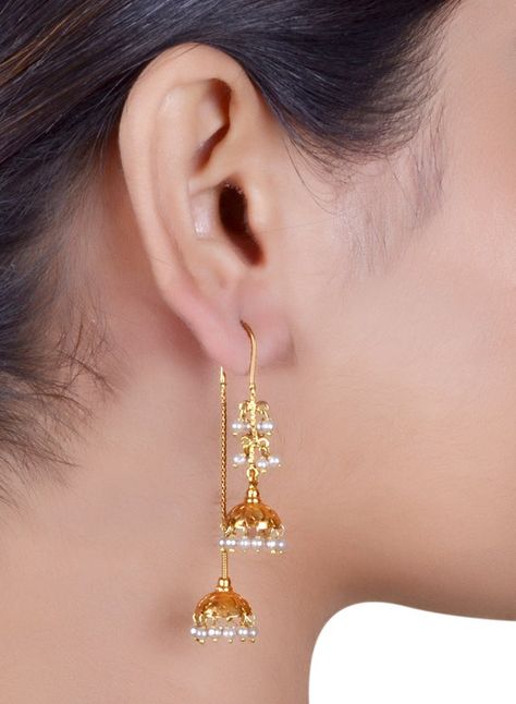 Unique Wedding Earrings, String Earrings, Bridal Jewelry Sets Brides, Antique Gold Earrings, Diy Wire Earrings, Modern Gold Jewelry, Jewelry Set Design, Jhumki Earrings, Gold Rings Fashion