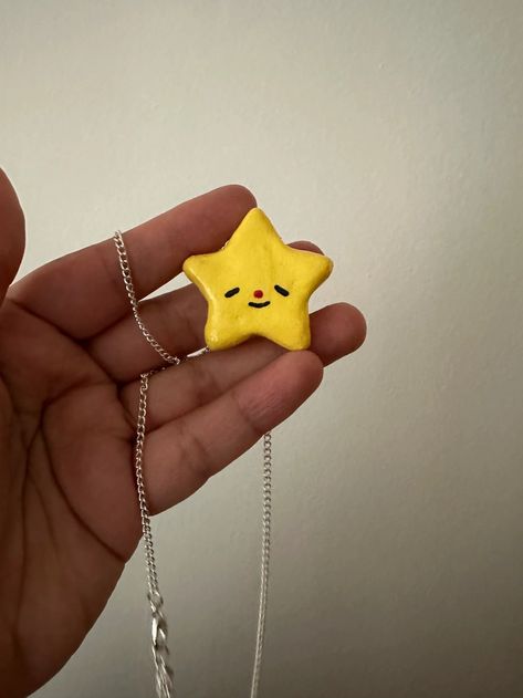 Clay Star Baby Necklace | Little Lumps Clay Star Necklace, Clay Necklace Diy, Air Dry Clay Necklace, Clay Locket, Clay Presents, Ceramic Things, Clay Star, Spooky Diy, Aesthetic Objects