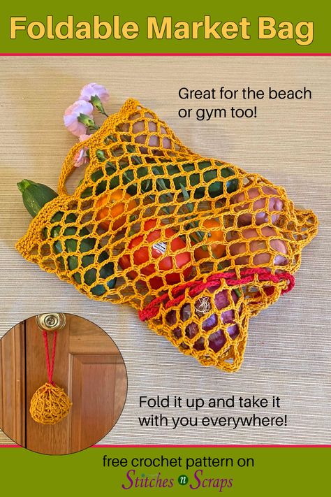 Small Crochet Mesh Bag, Crochet Pocket Market Bag Free Pattern, Crochet Cotton Market Bag Free Pattern, Crochet Pocket Bag, Foldable Crochet Bag, Crochet Shopping Bag Free Pattern Easy, Foldable Crochet Market Bag, Crochet Foldable Market Bag Free Pattern, Crochet Foldable Market Bag