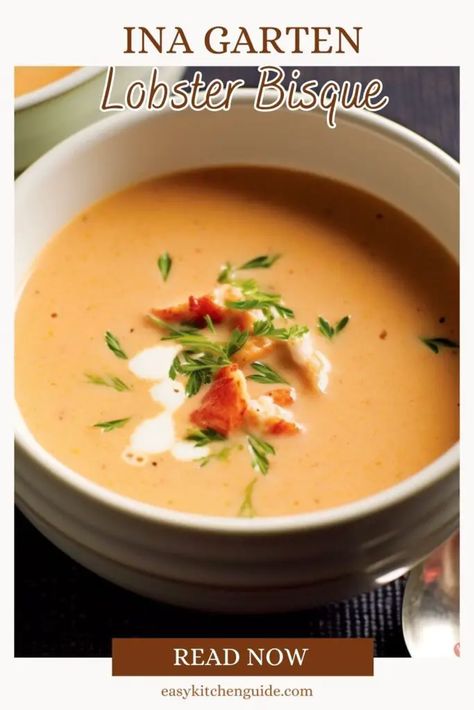 Lobster Bisque Soup Recipes, Lobster Bisque Recipe Best, Seafood Bisque Soup Recipes, Easy Lobster Bisque, Holiday Seafood Recipes, Lobster Pot Pie, Valentines Meal, Bisque Recipes, Seafood Bisque Recipe